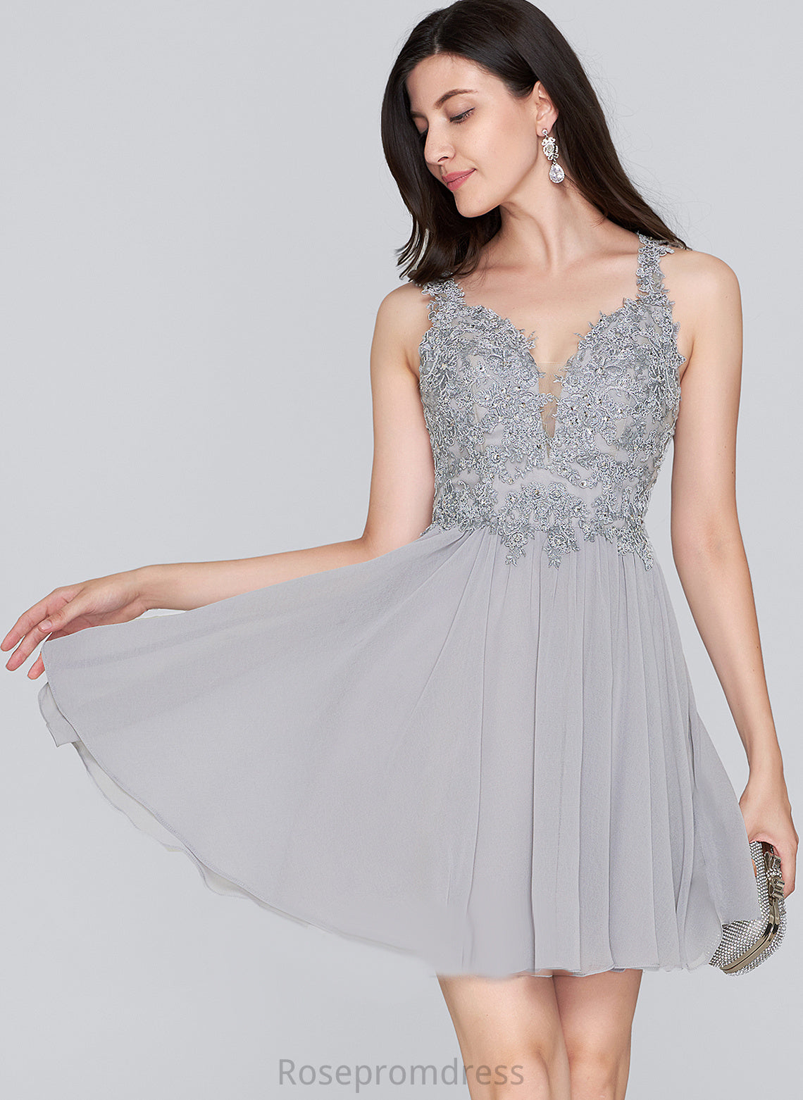 Lace Saniyah With Beading Dress A-Line Short/Mini Sequins Sweetheart Homecoming Chiffon Homecoming Dresses