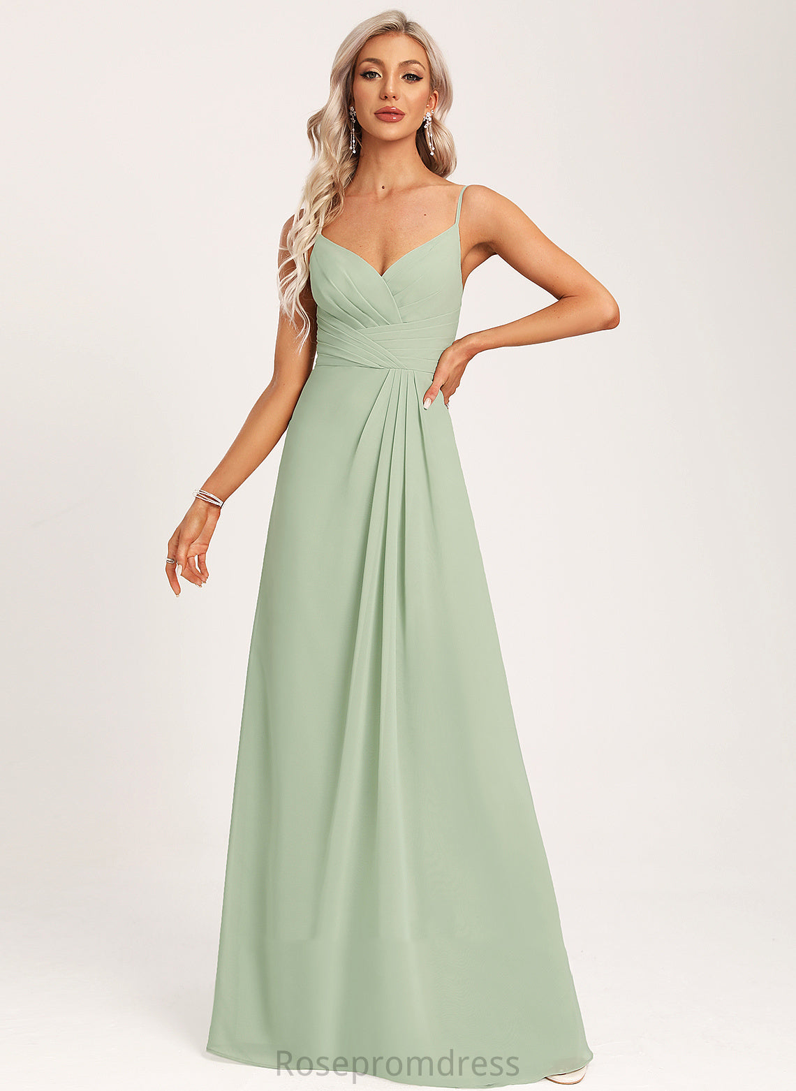 Embellishment Ruffle Length A-Line Neckline Fabric V-neck Silhouette Floor-Length Anabella Bridesmaid Dresses