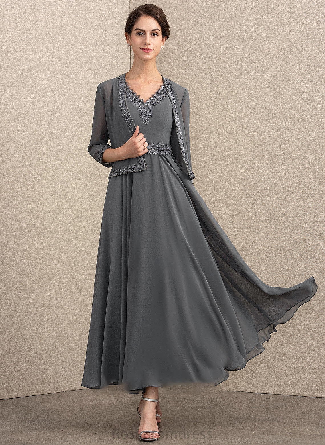 V-neck Dress With Chiffon Mother of the Bride Dresses Tatiana Beading of Mother A-Line Ankle-Length Bride the Sequins