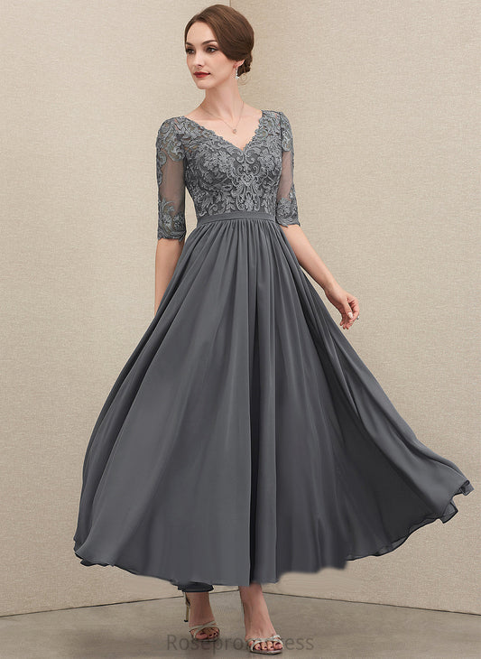 Bride Dress A-Line Lace Vanessa the V-neck Ankle-Length of Mother Mother of the Bride Dresses Chiffon