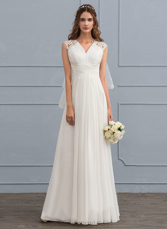 Lace Aniyah Sweetheart Floor-Length Chiffon Ruffle Wedding Wedding Dresses Dress A-Line With