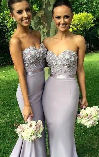 Gorgeous Mermaid Long Strapless Bridesmaid Dress with Appliques