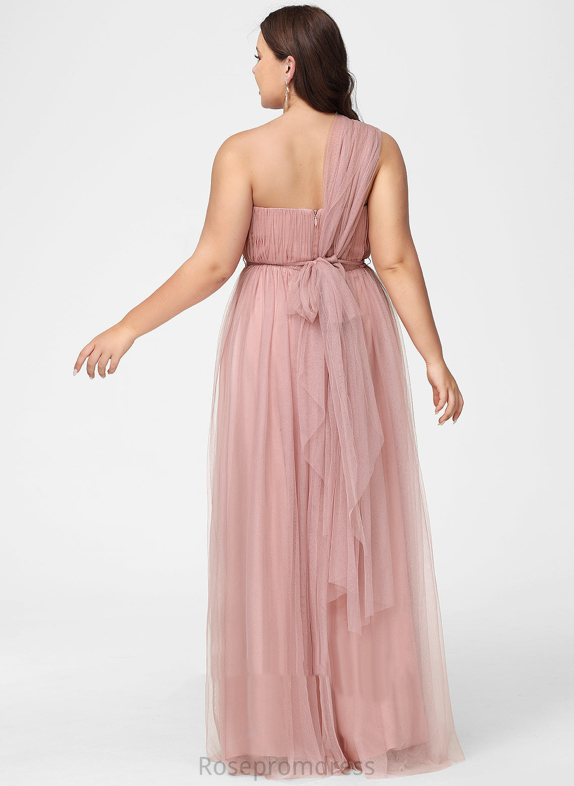 Off-the-Shoulder One-Shoulder A-Line Length Floor-Length Silhouette V-neck Fabric Neckline Straps Tulle Abby Bridesmaid Dresses