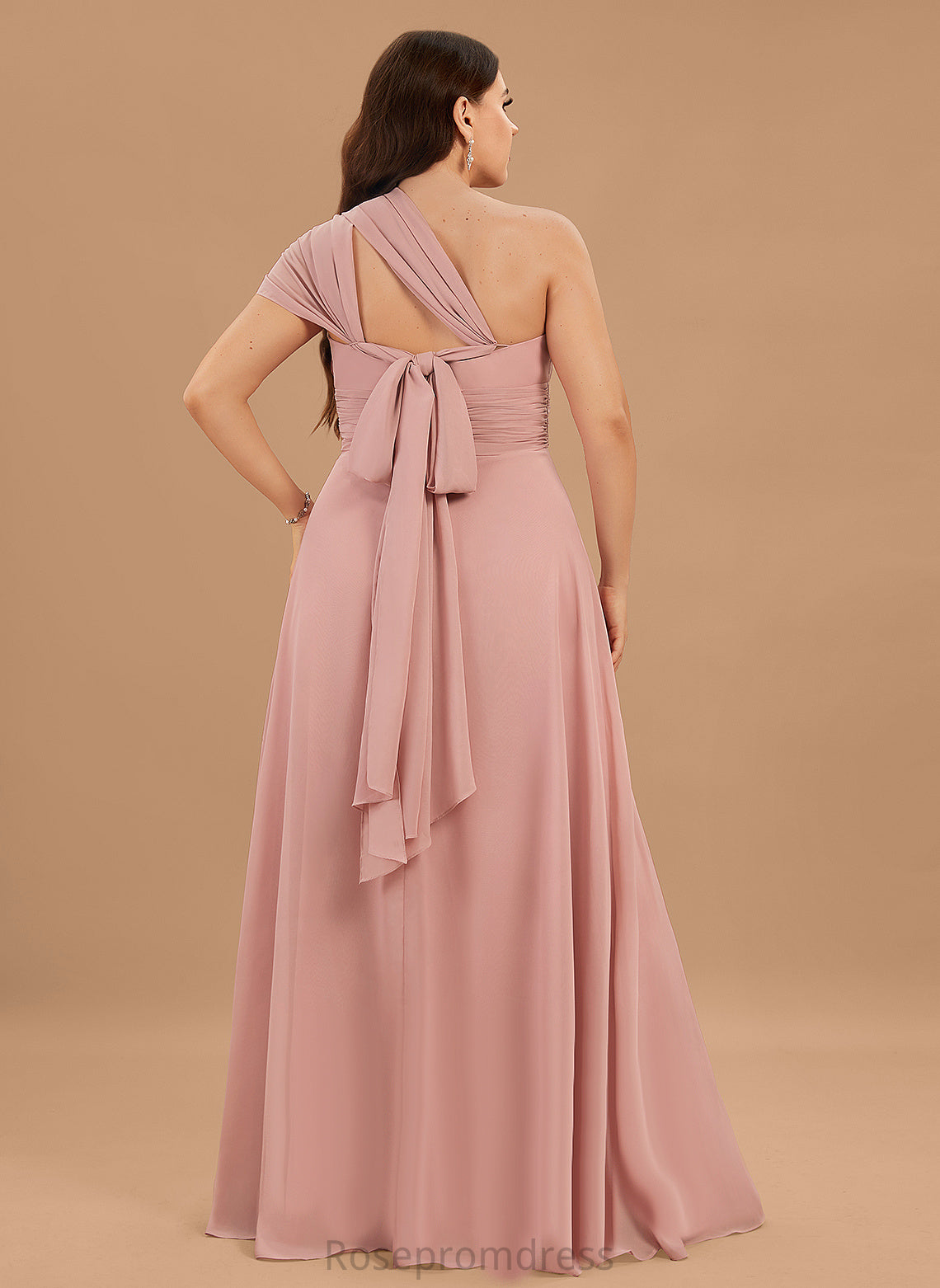 OneShoulder Length Fabric Halter Silhouette Straps&Sleeves Neckline Floor-Length V-Neck A-line Lailah Bridesmaid Dresses