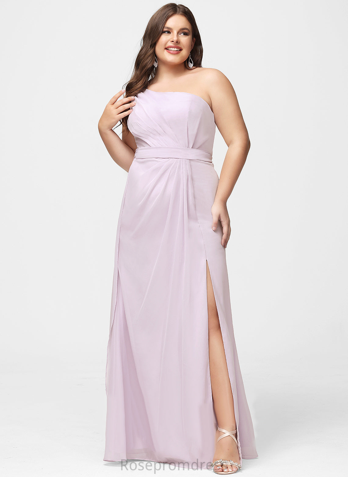 Length Straps&Sleeves Neckline Fabric Floor-Length Silhouette OneShoulder A-line Stacy Bridesmaid Dresses