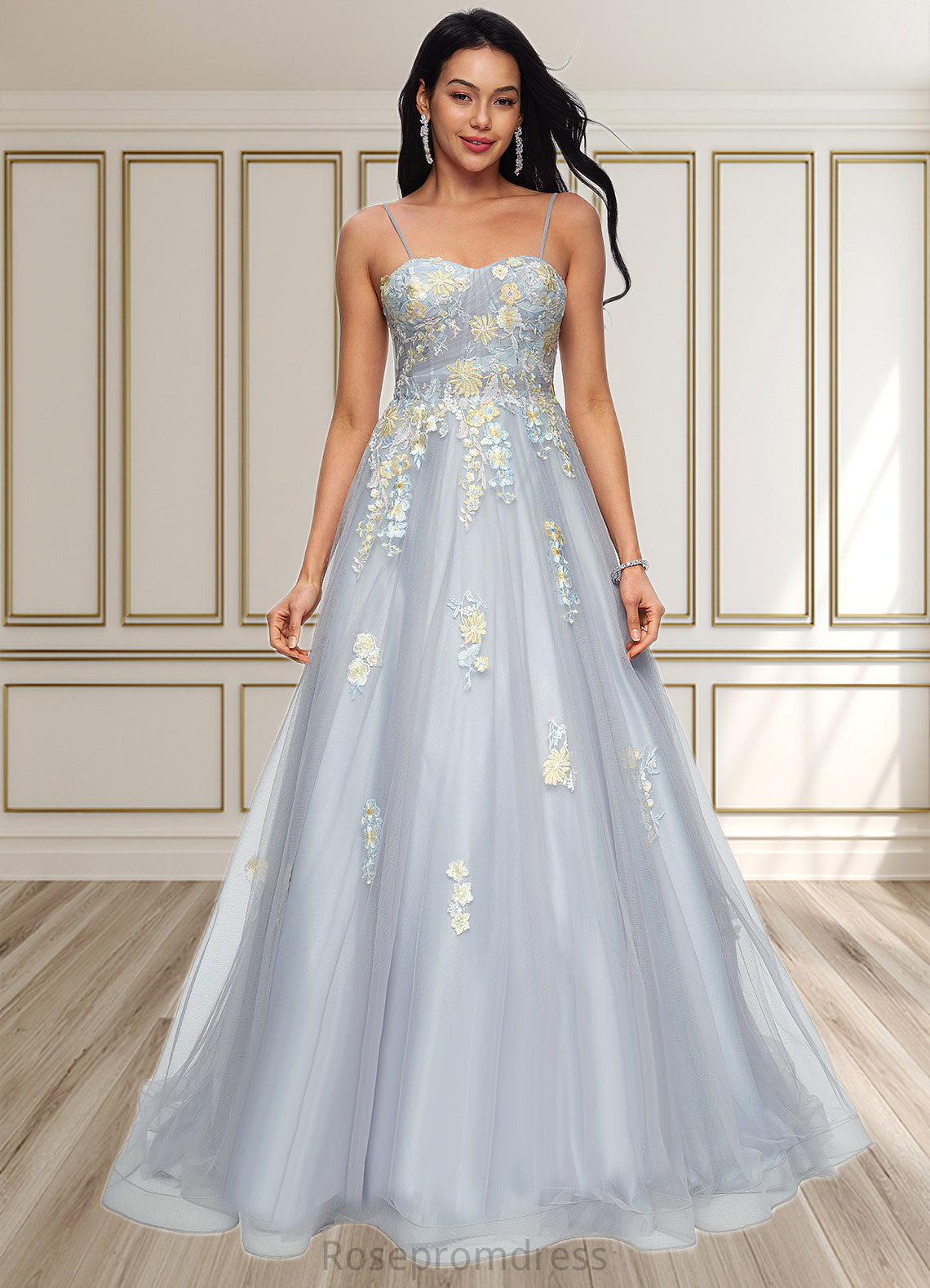 Emilie Ball-Gown/Princess Sweetheart Sweep Train Tulle Prom Dresses With Pleated SRSP0022192