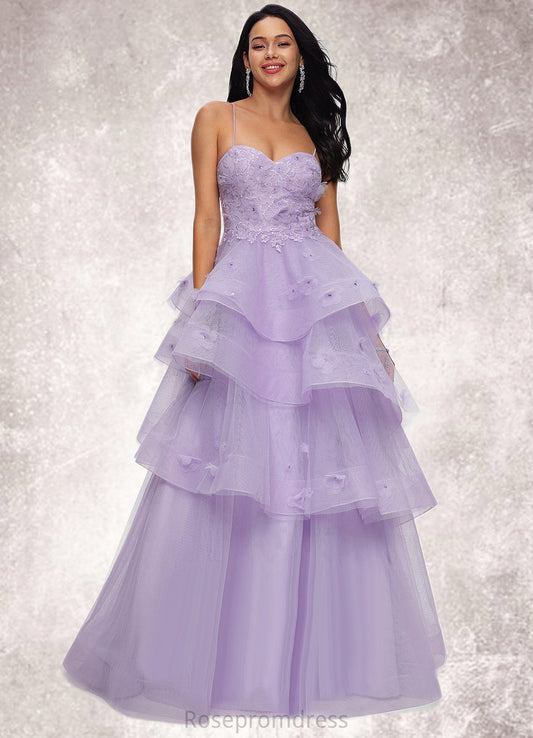 Katelynn Ball-Gown/Princess Sweetheart Floor-Length Tulle Prom Dresses With Beading Sequins SRSP0022204