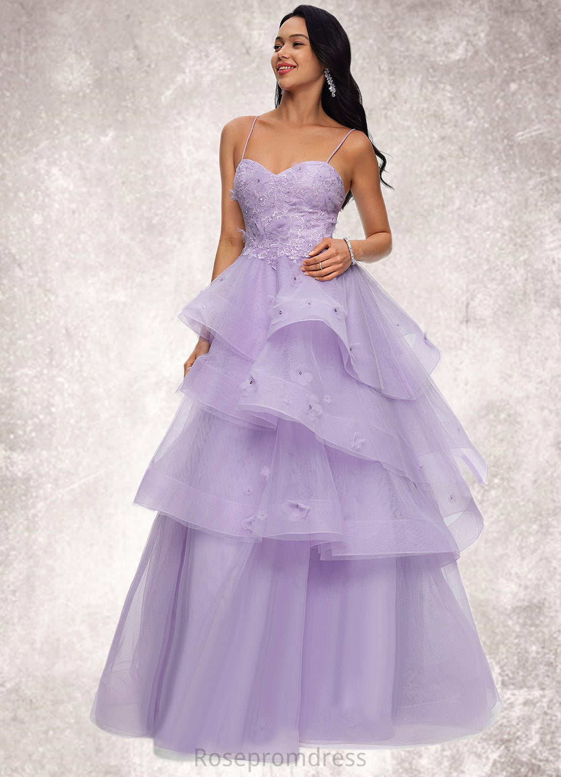 Katelynn Ball-Gown/Princess Sweetheart Floor-Length Tulle Prom Dresses With Beading Sequins SRSP0022204