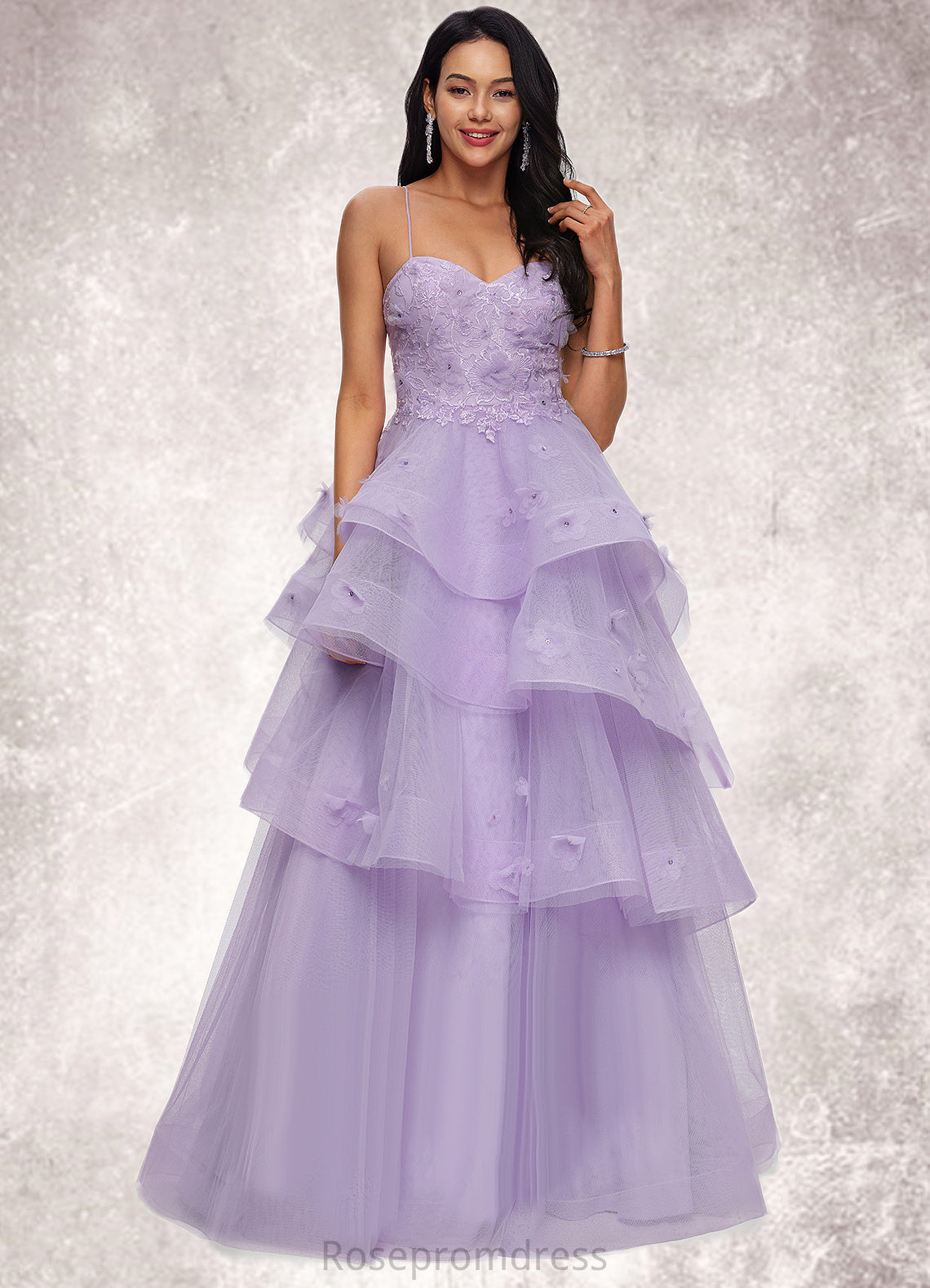 Katelynn Ball-Gown/Princess Sweetheart Floor-Length Tulle Prom Dresses With Beading Sequins SRSP0022204