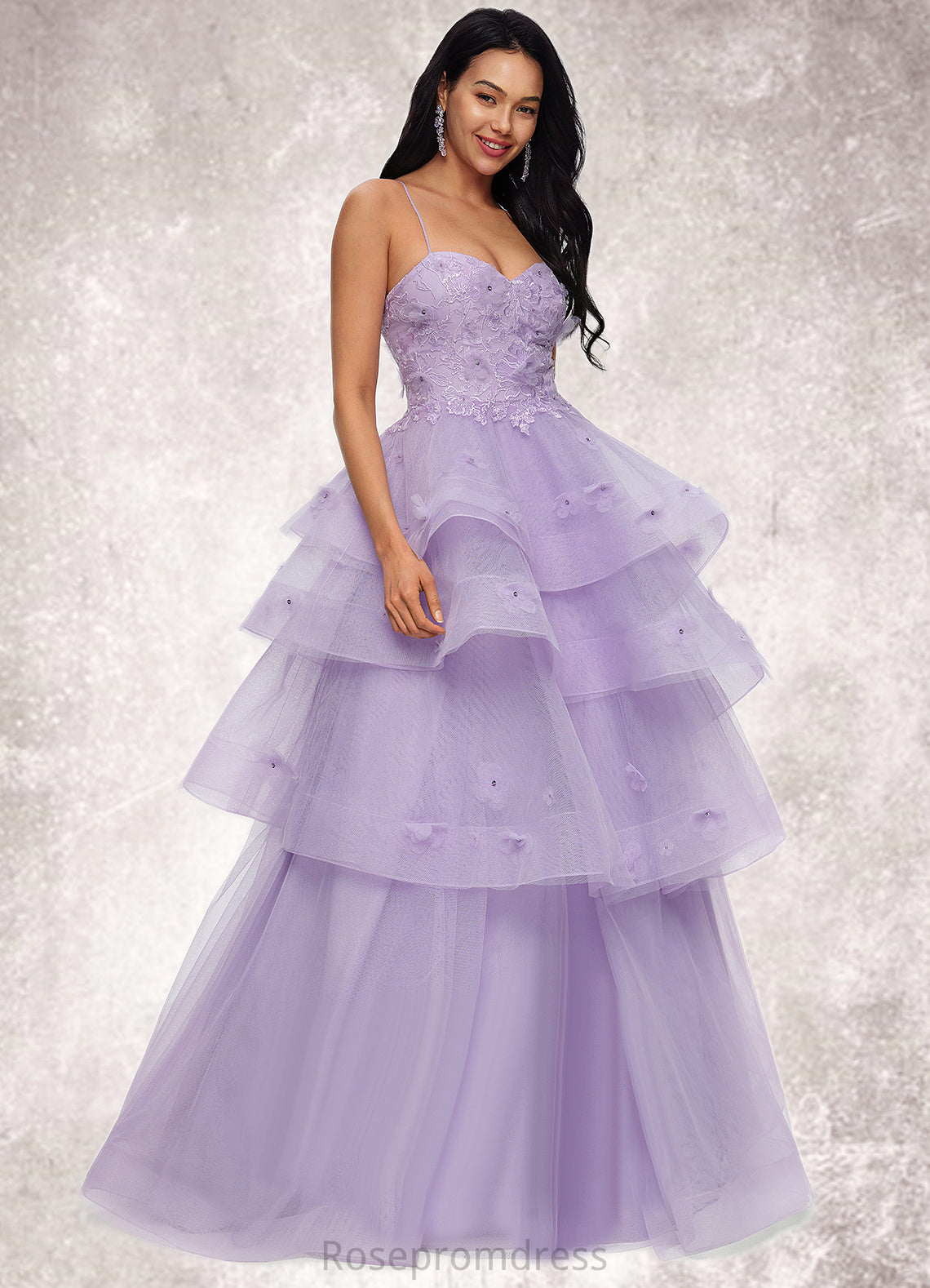 Katelynn Ball-Gown/Princess Sweetheart Floor-Length Tulle Prom Dresses With Beading Sequins SRSP0022204