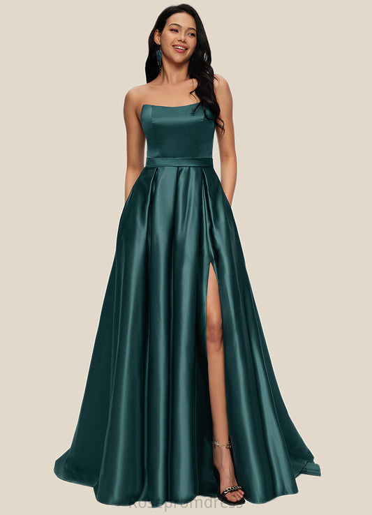 Penelope Ball-Gown/Princess Sweep Train Satin Prom Dresses SRSP0022207