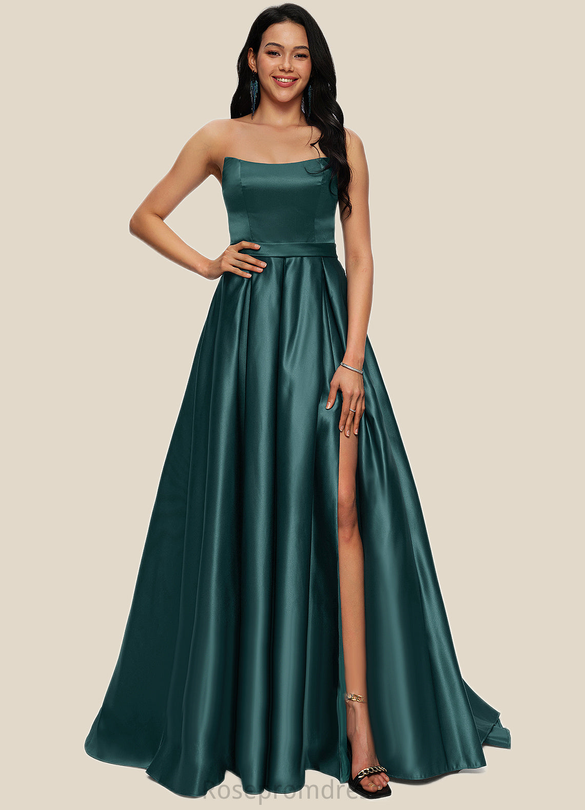 Penelope Ball-Gown/Princess Sweep Train Satin Prom Dresses SRSP0022207