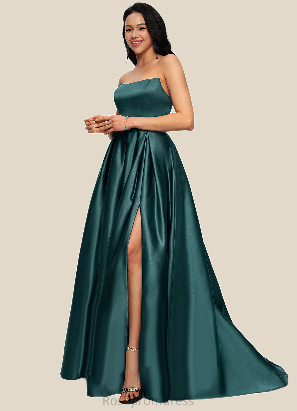 Penelope Ball-Gown/Princess Sweep Train Satin Prom Dresses SRSP0022207