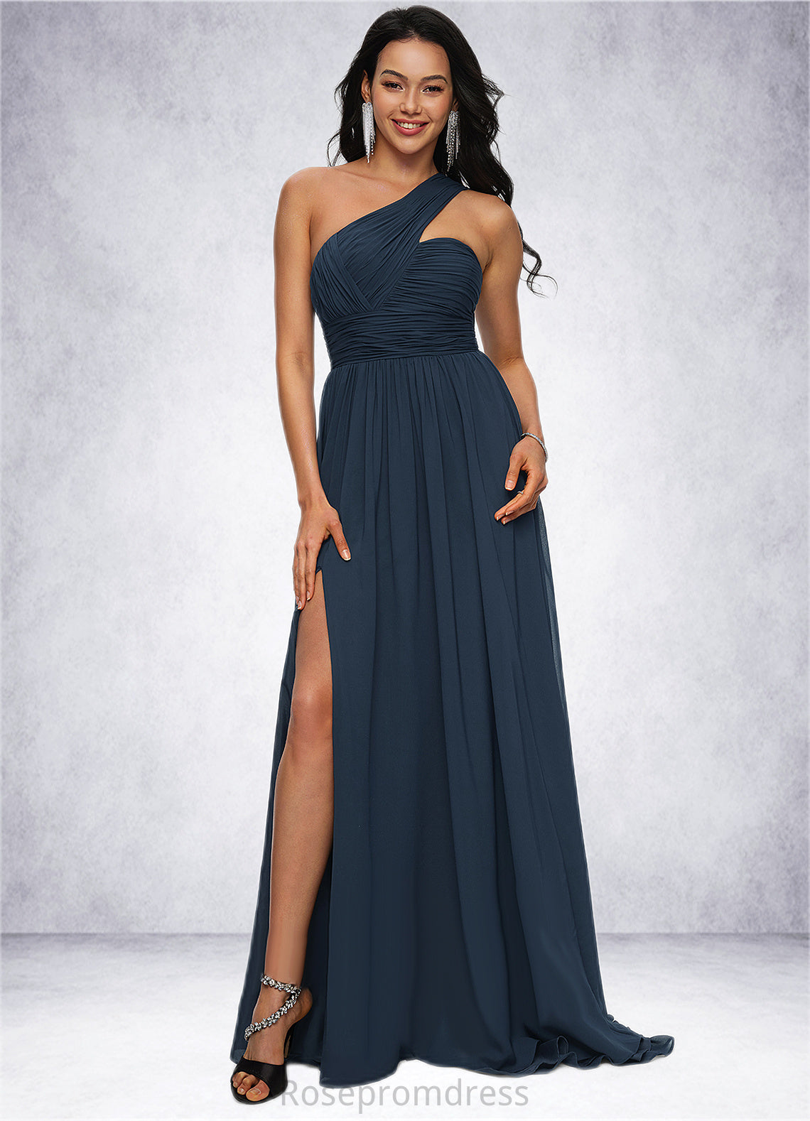 Vivien A-line Asymmetrical Sweep Train Chiffon Prom Dresses With Pleated SRSP0022212