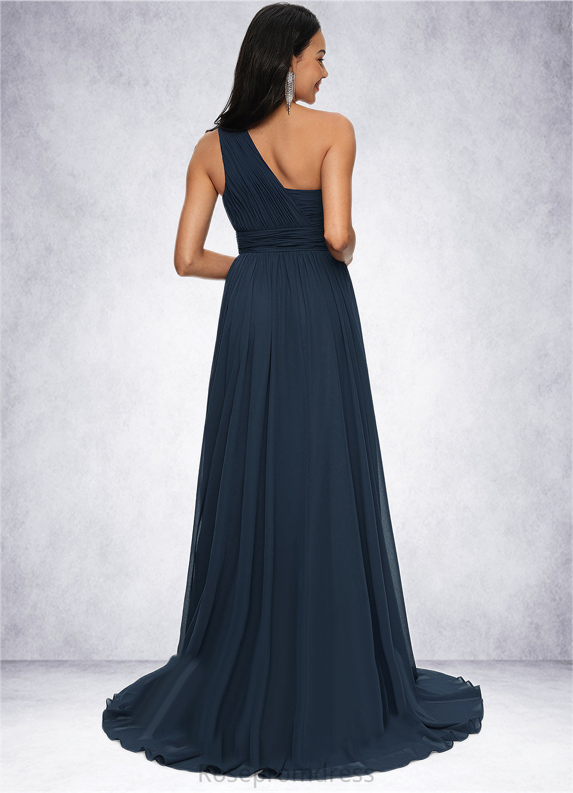 Vivien A-line Asymmetrical Sweep Train Chiffon Prom Dresses With Pleated SRSP0022212