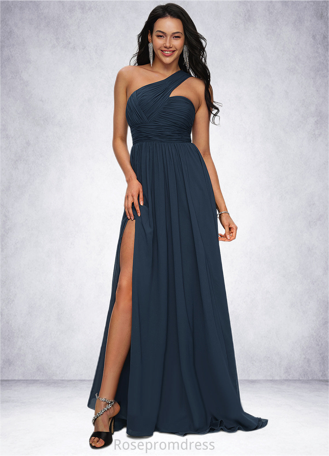 Vivien A-line Asymmetrical Sweep Train Chiffon Prom Dresses With Pleated SRSP0022212