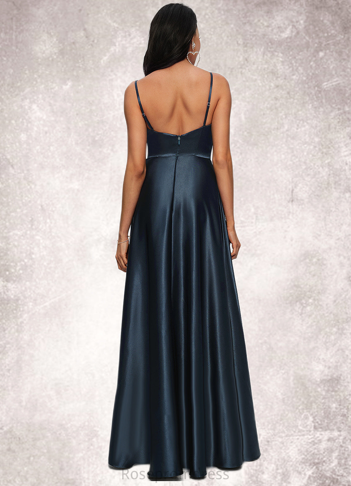 Luciana A-line Cowl Floor-Length Stretch Satin Prom Dresses SRSP0022216