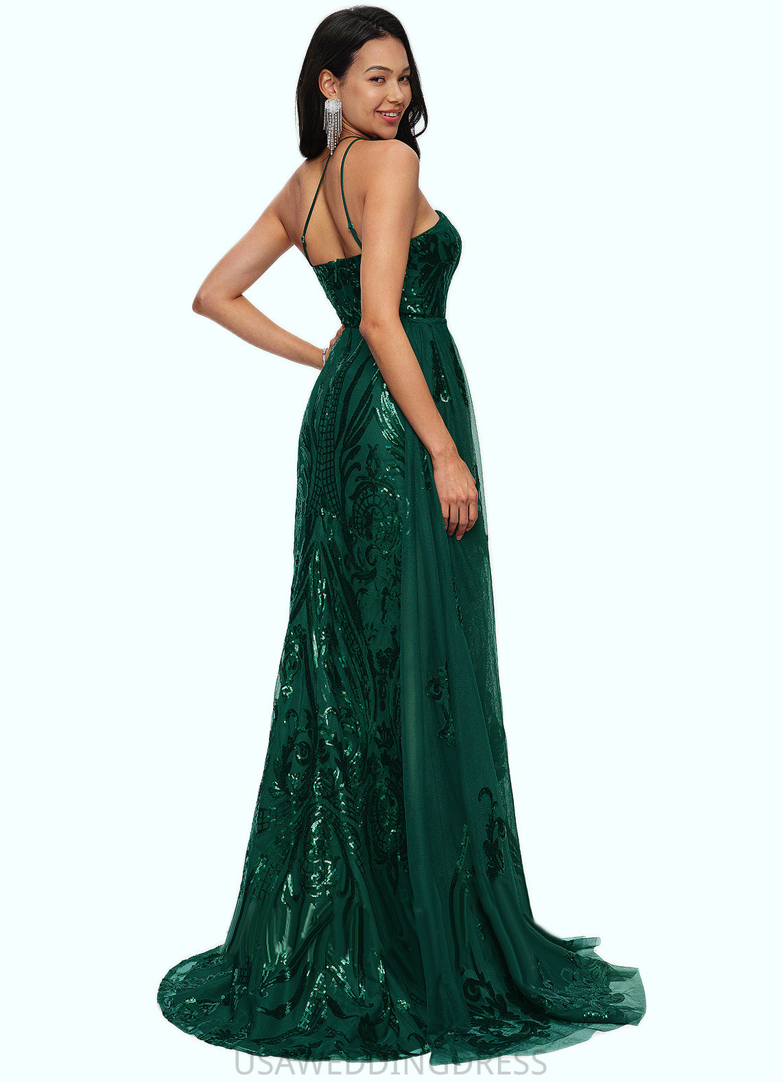 Faith Trumpet/Mermaid One Shoulder Sweep Train Sequin Prom Dresses With Sequins DSP0022226