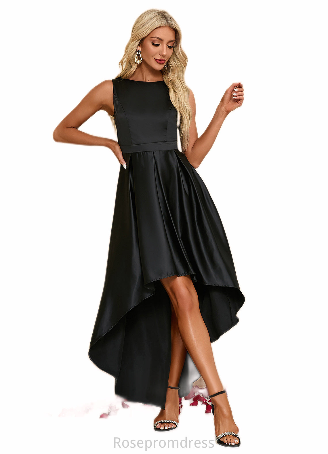 Catalina Boat Neck Elegant A-line Satin Asymmetrical Dresses SRSP0022257