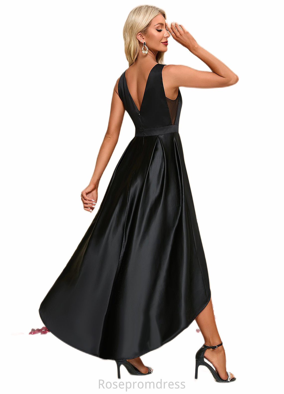 Catalina Boat Neck Elegant A-line Satin Asymmetrical Dresses SRSP0022257