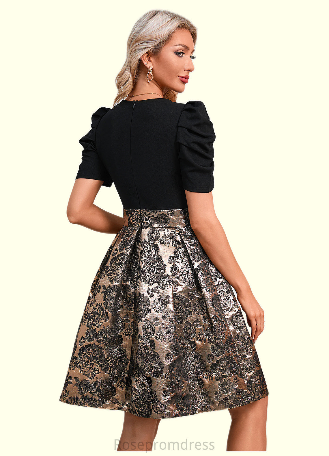 Alani Jacquard Scoop Elegant A-line Jacquard Dresses SRSP0022279