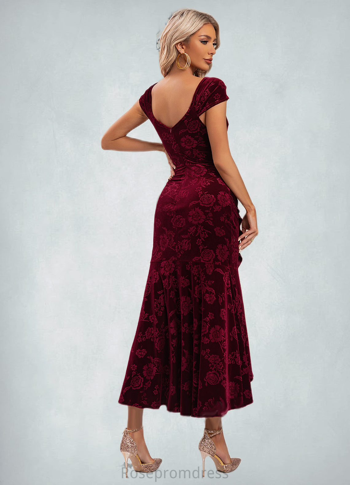 Miranda Flower Sweetheart Elegant Trumpet/Mermaid Velvet Asymmetrical Dresses SRSP0022284