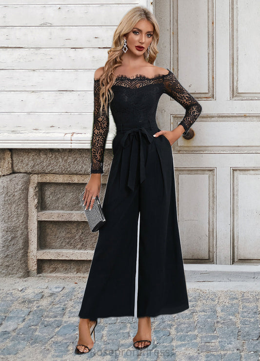 Taniyah Cold Shoulder Elegant Jumpsuit/Pantsuit Polyester Asymmetrical Maxi Dresses SRSP0022319