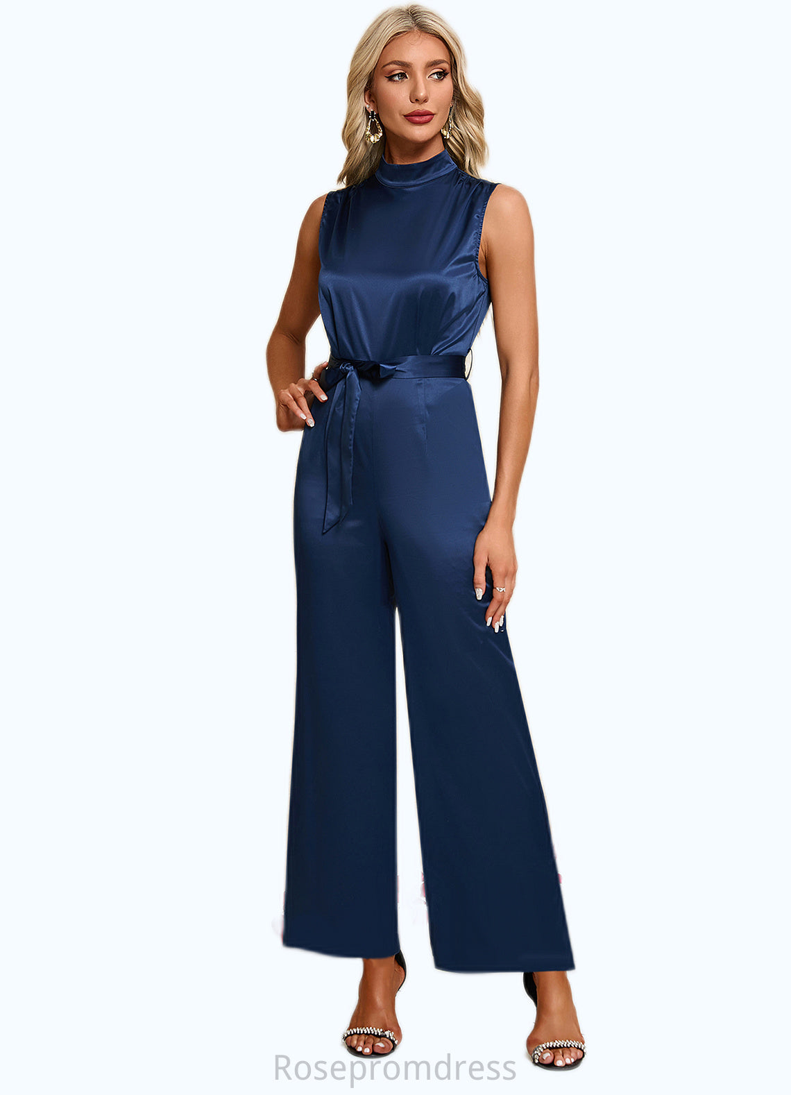 Gwendolyn High Neck Elegant Jumpsuit/Pantsuit Satin Maxi Dresses SRSP0022324