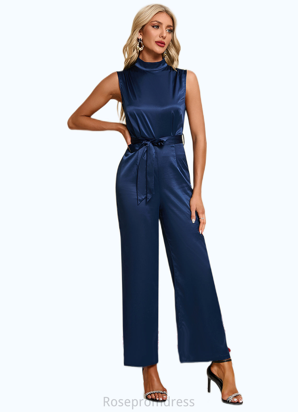 Gwendolyn High Neck Elegant Jumpsuit/Pantsuit Satin Maxi Dresses SRSP0022324