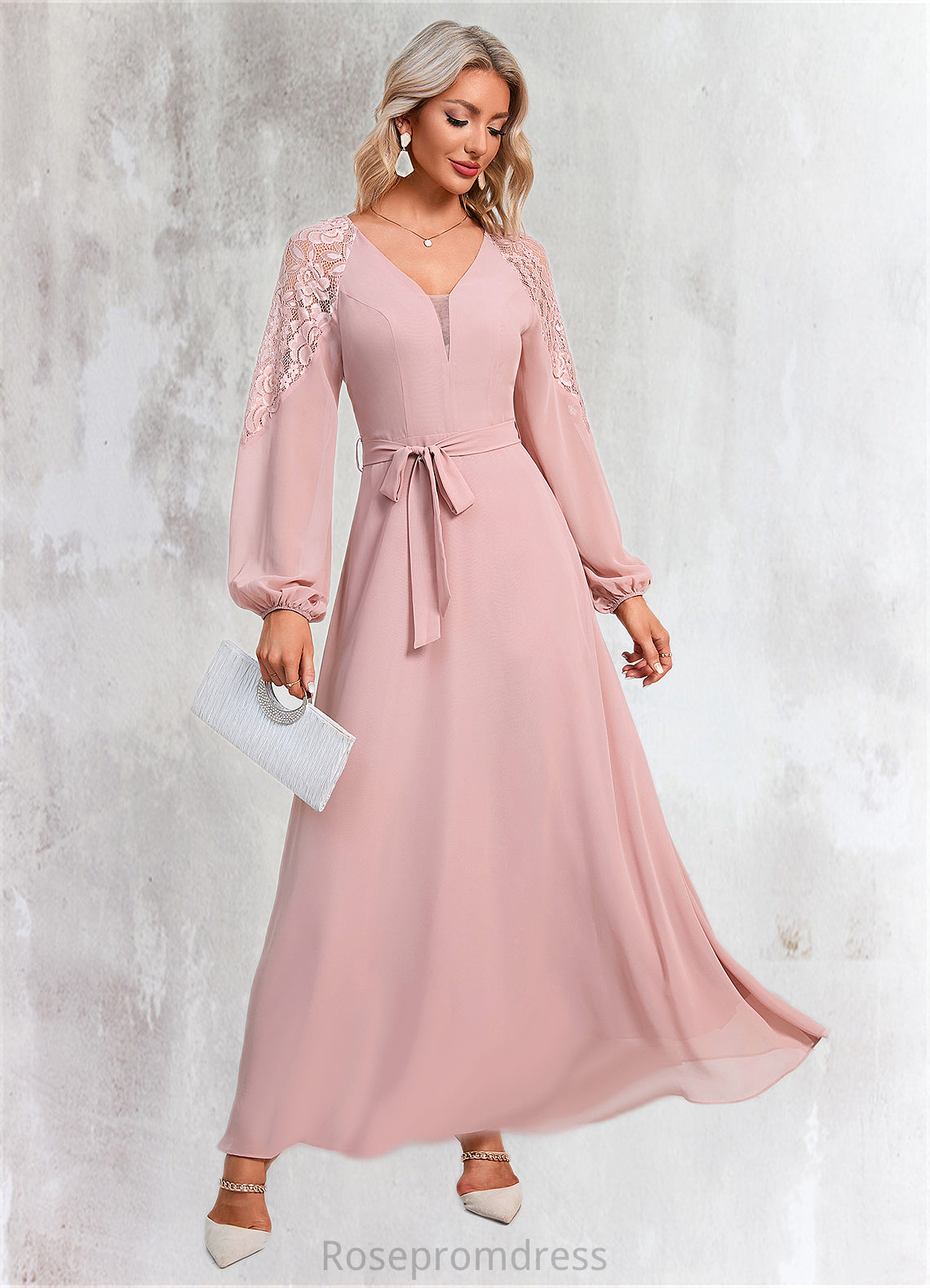 Maud V-Neck Elegant A-line Chiffon Dresses SRSP0022360