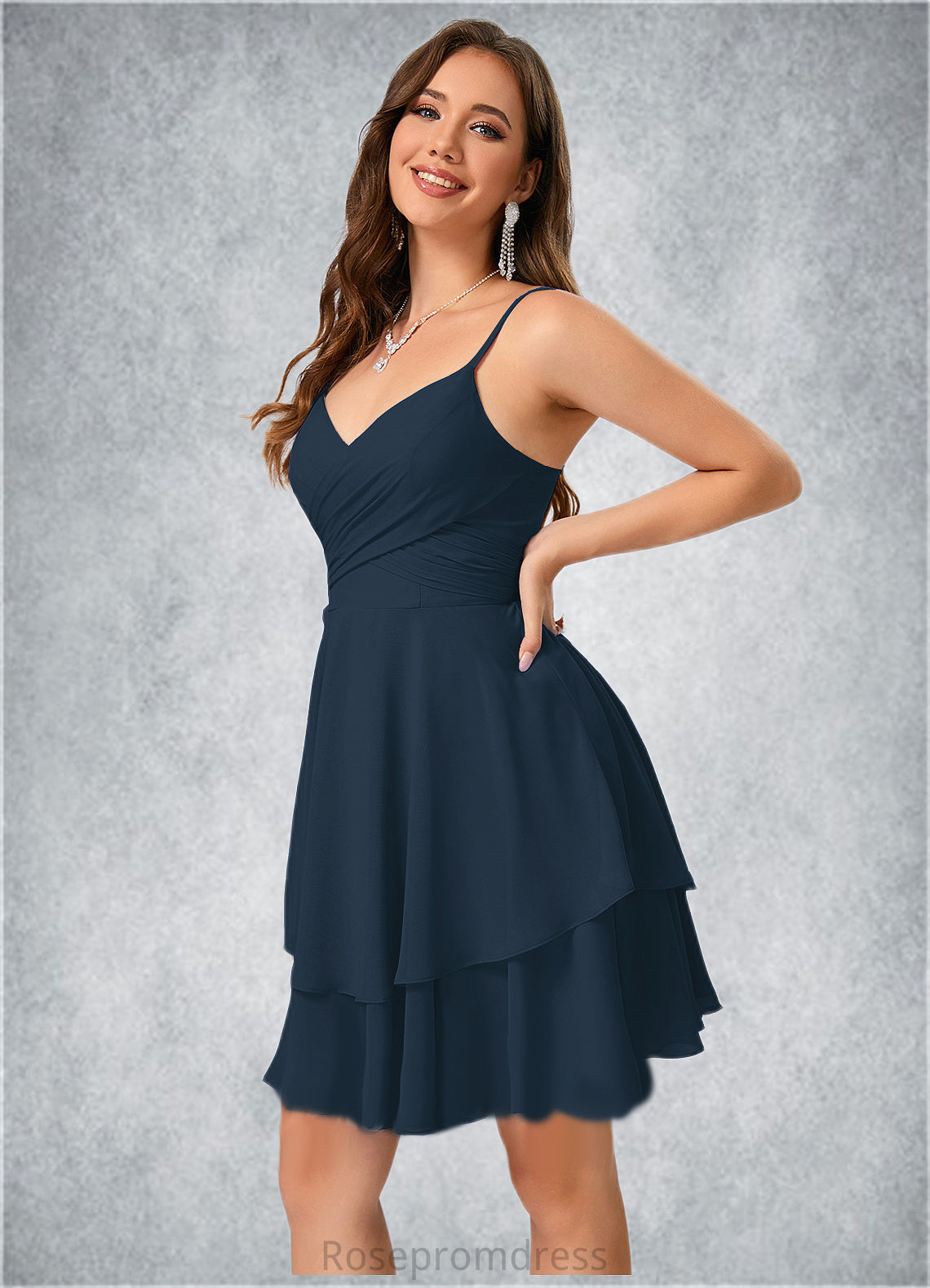 Jaylynn V-Neck A-line Chiffon Dresses SRSP0022370