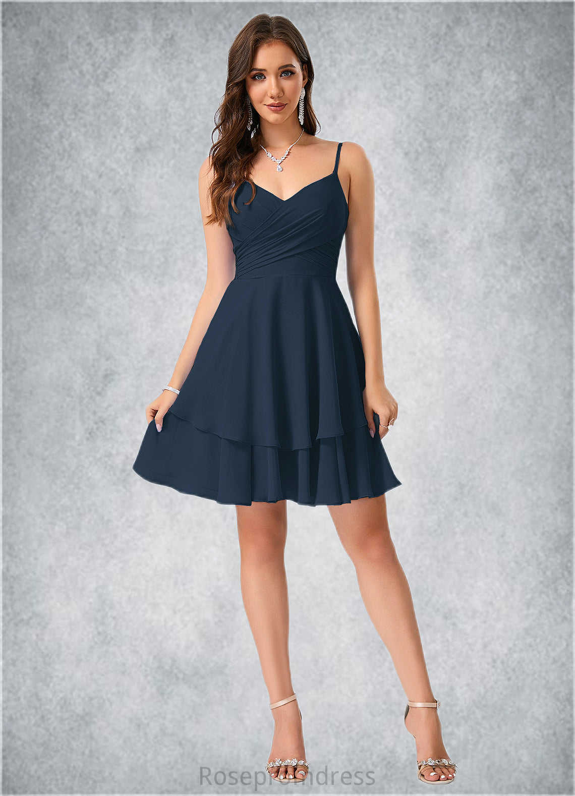 Jaylynn V-Neck A-line Chiffon Dresses SRSP0022370