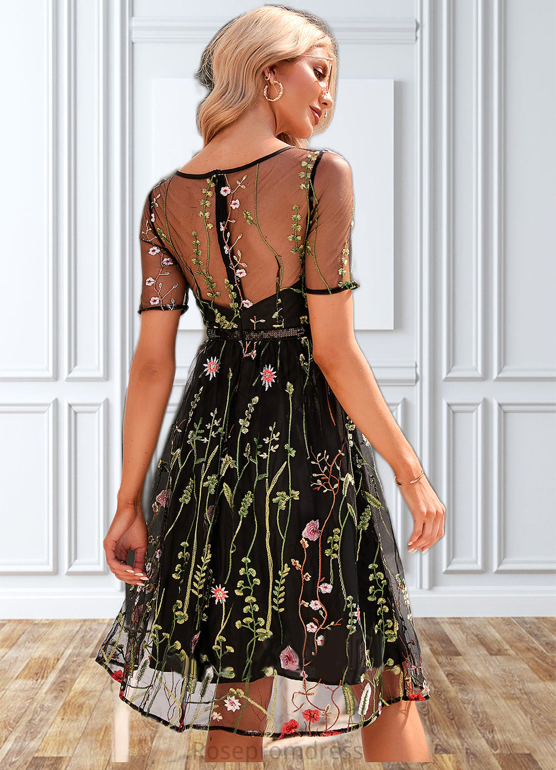 Sadie Embroidered Scoop Illusion Elegant A-line Tulle Midi Mini Dresses SRSP0022371