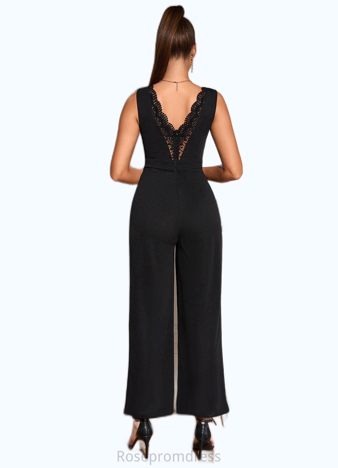 Selah Jacquard V-Neck Elegant Jumpsuit/Pantsuit Polyester Maxi Dresses SRSP0022404