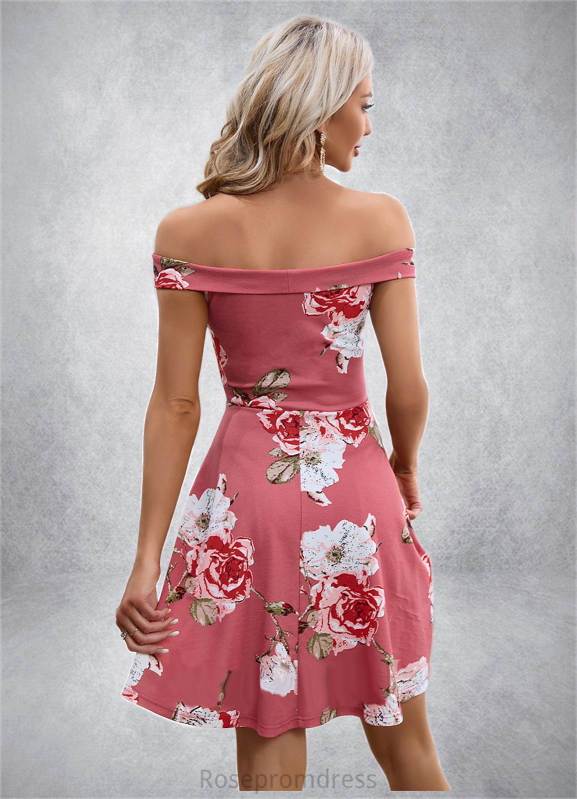 Marilyn Floral Print Cold Shoulder Elegant A-line Cotton Blends Mini Dresses SRSP0022443