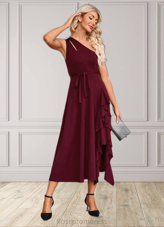 Lucia Cascading Ruffles One Shoulder Elegant A-line Cotton Blends Maxi Dresses SRSP0022445