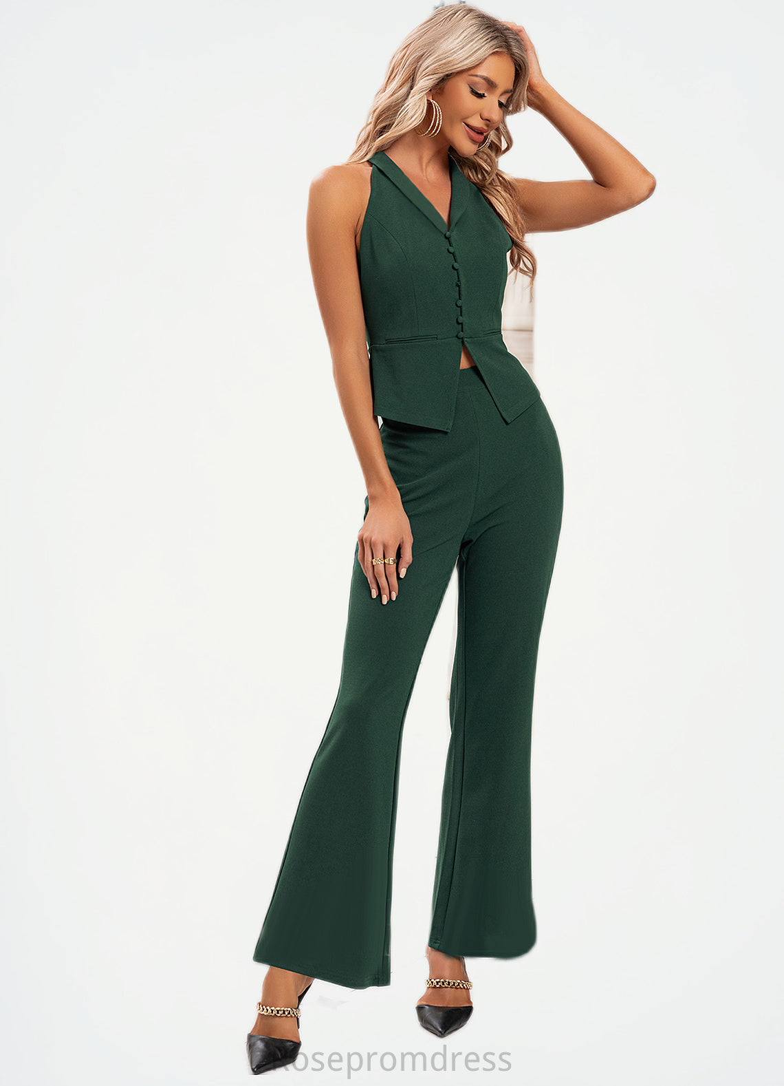 Joselyn Halter Elegant Separates Polyester Maxi Dresses SRSP0022474