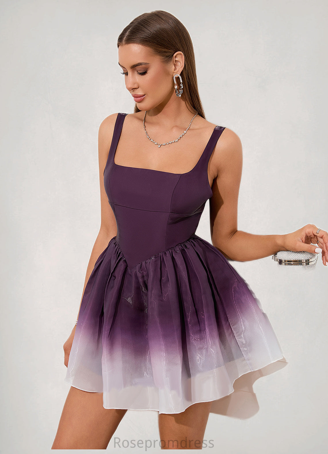 Phoebe Ruffle Straight Sexy A-line Organza Mini Dresses SRSP0022481