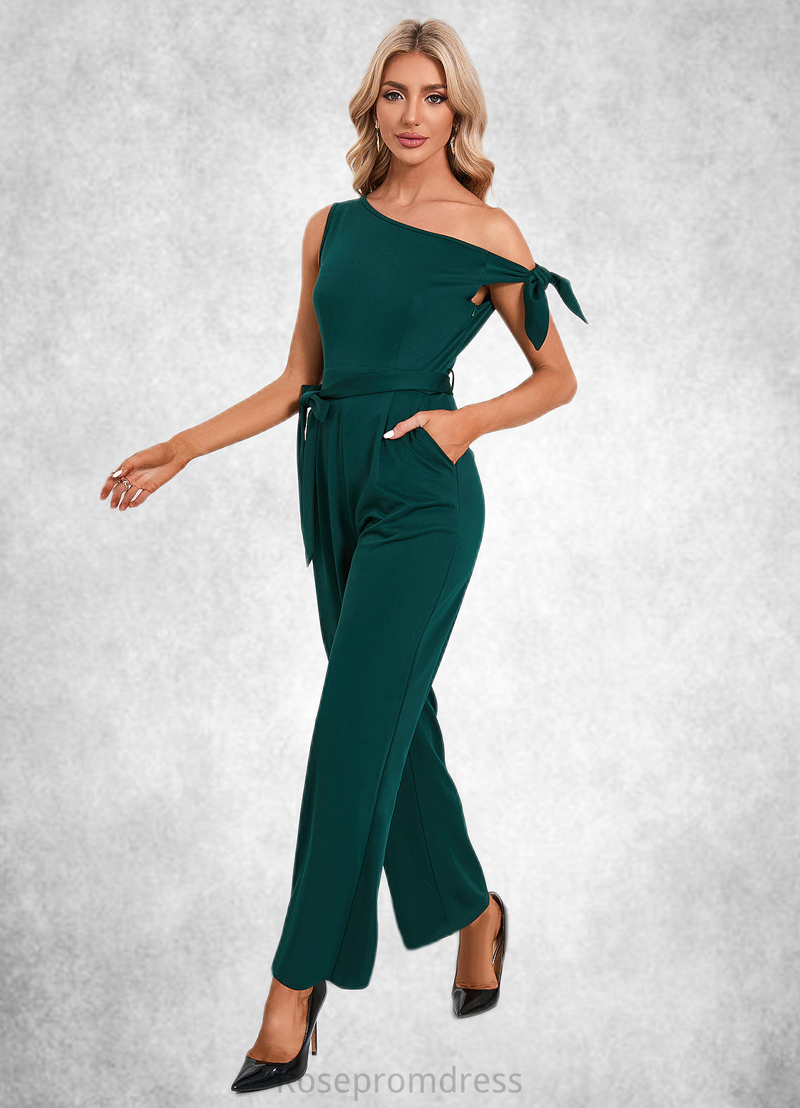 Scarlett One Shoulder Elegant Jumpsuit/Pantsuit Cotton Blends Maxi Dresses SRSP0022491