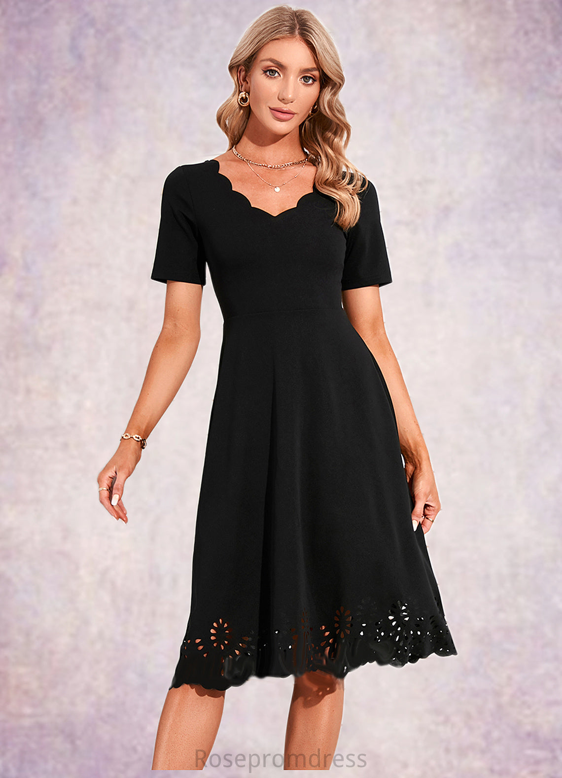 Akira V-Neck Elegant A-line Cotton Blends Midi Dresses SRSP0022499