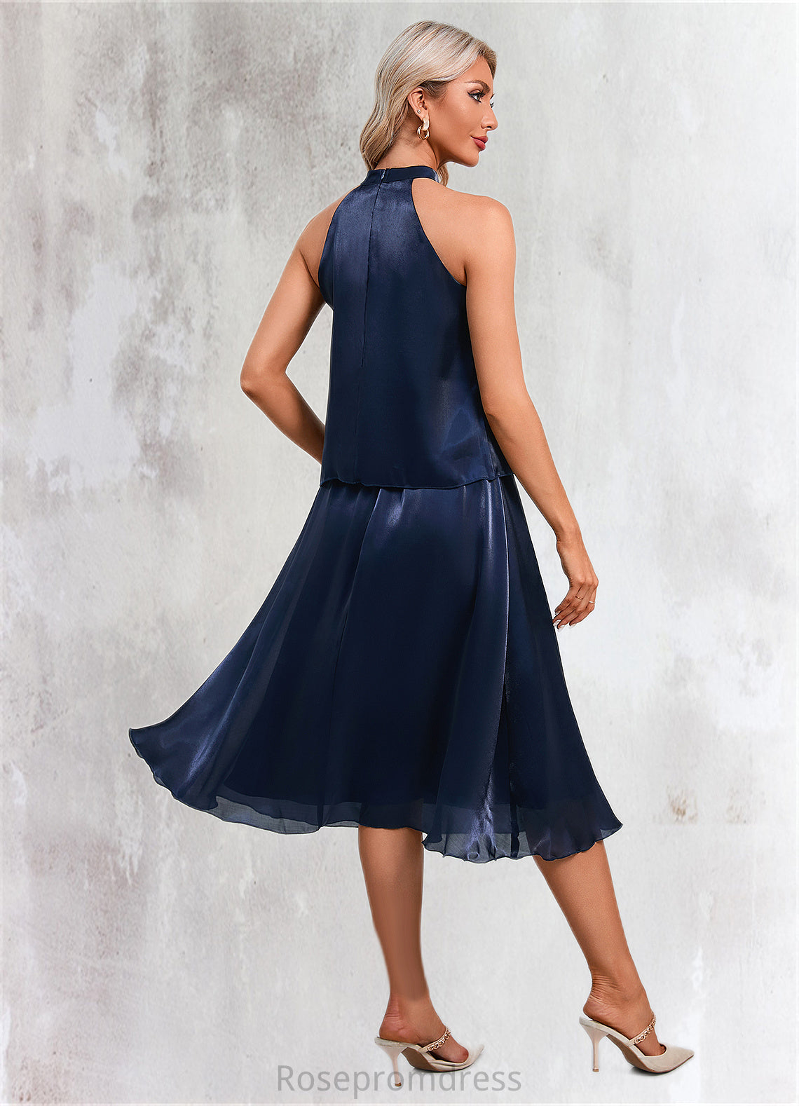 Kayley High Neck Elegant Separates Polyester Dresses SRSP0022509