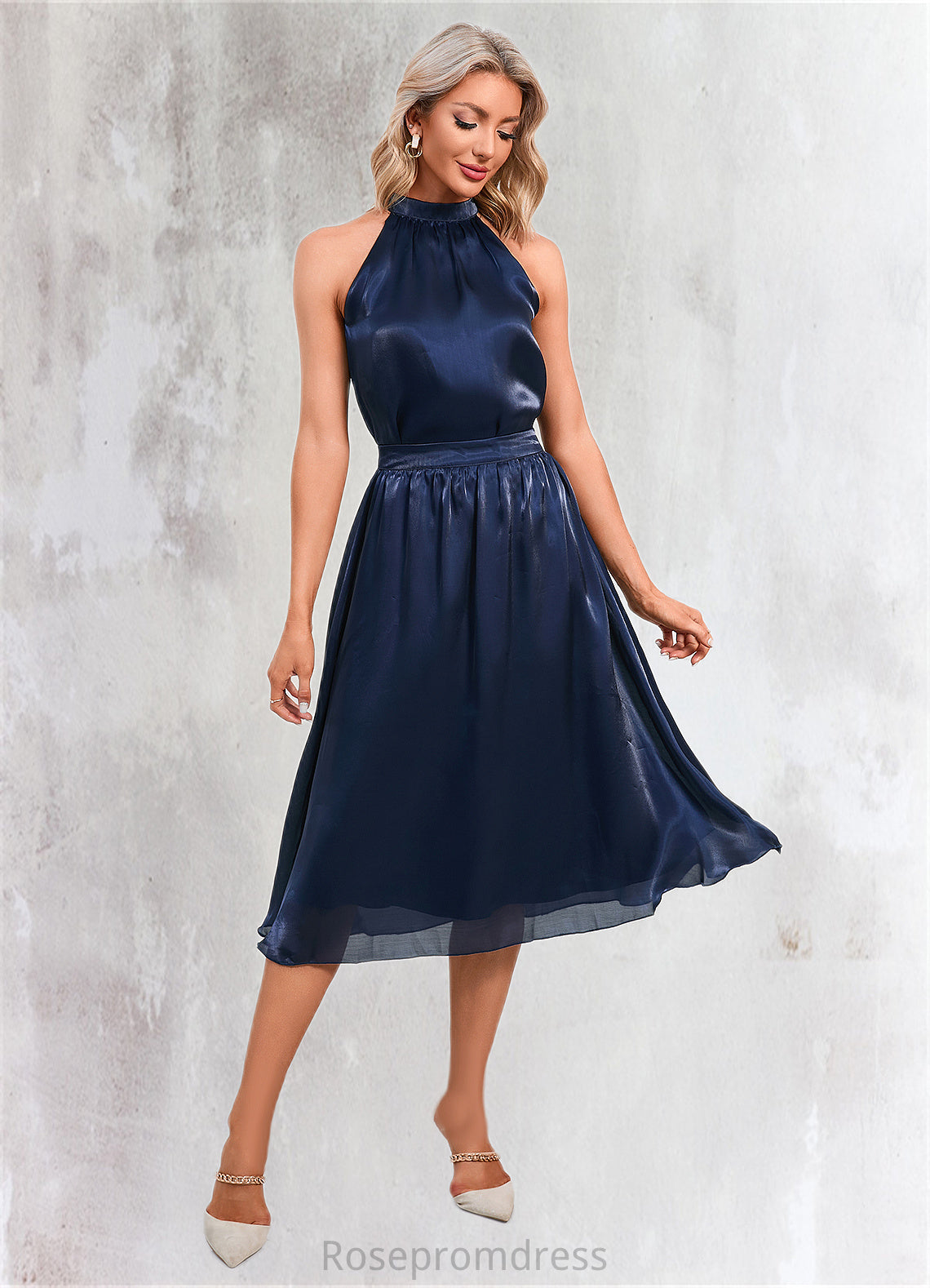 Kayley High Neck Elegant Separates Polyester Dresses SRSP0022509