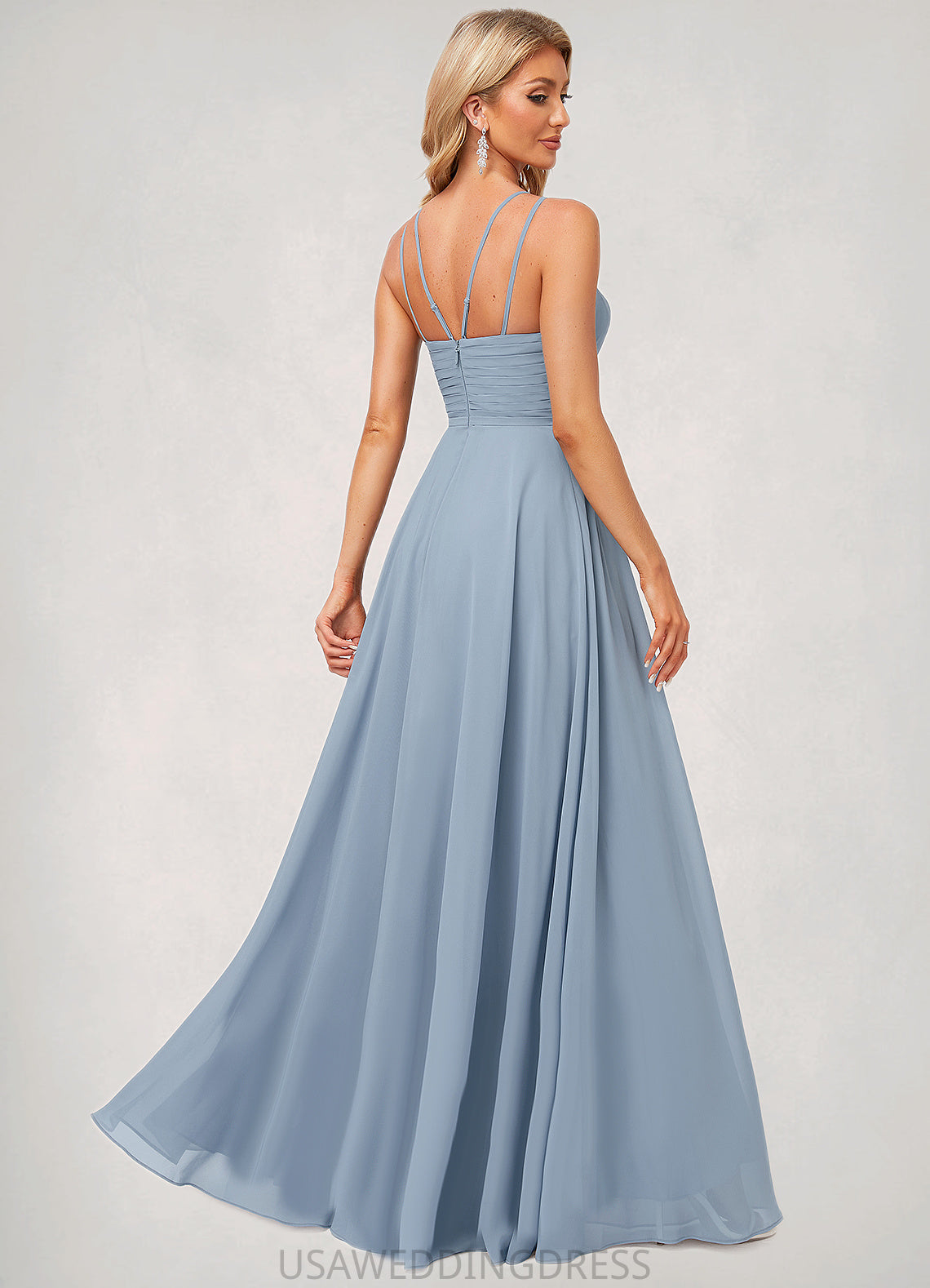 Aryanna A-line Halter Floor-Length Chiffon Bridesmaid Dress DSP0022575