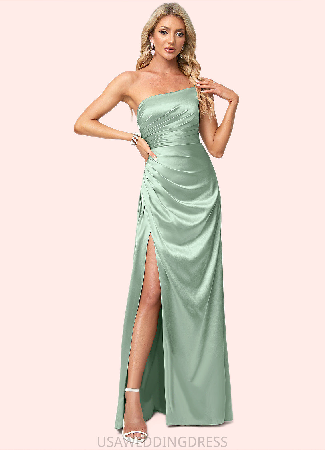 Madeline A-line One Shoulder Asymmetrical Stretch Satin Bridesmaid Dress DSP0022585