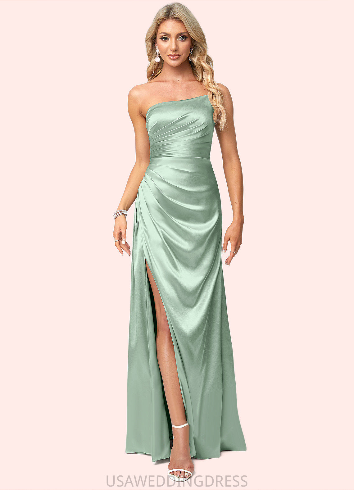 Madeline A-line One Shoulder Asymmetrical Stretch Satin Bridesmaid Dress DSP0022585