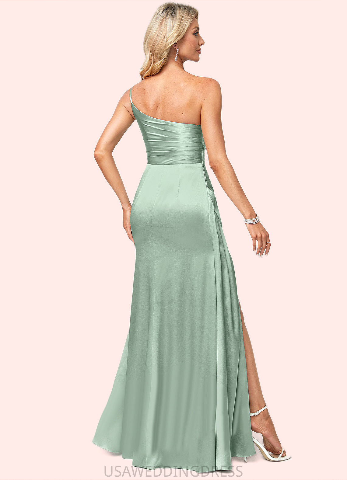 Madeline A-line One Shoulder Asymmetrical Stretch Satin Bridesmaid Dress DSP0022585