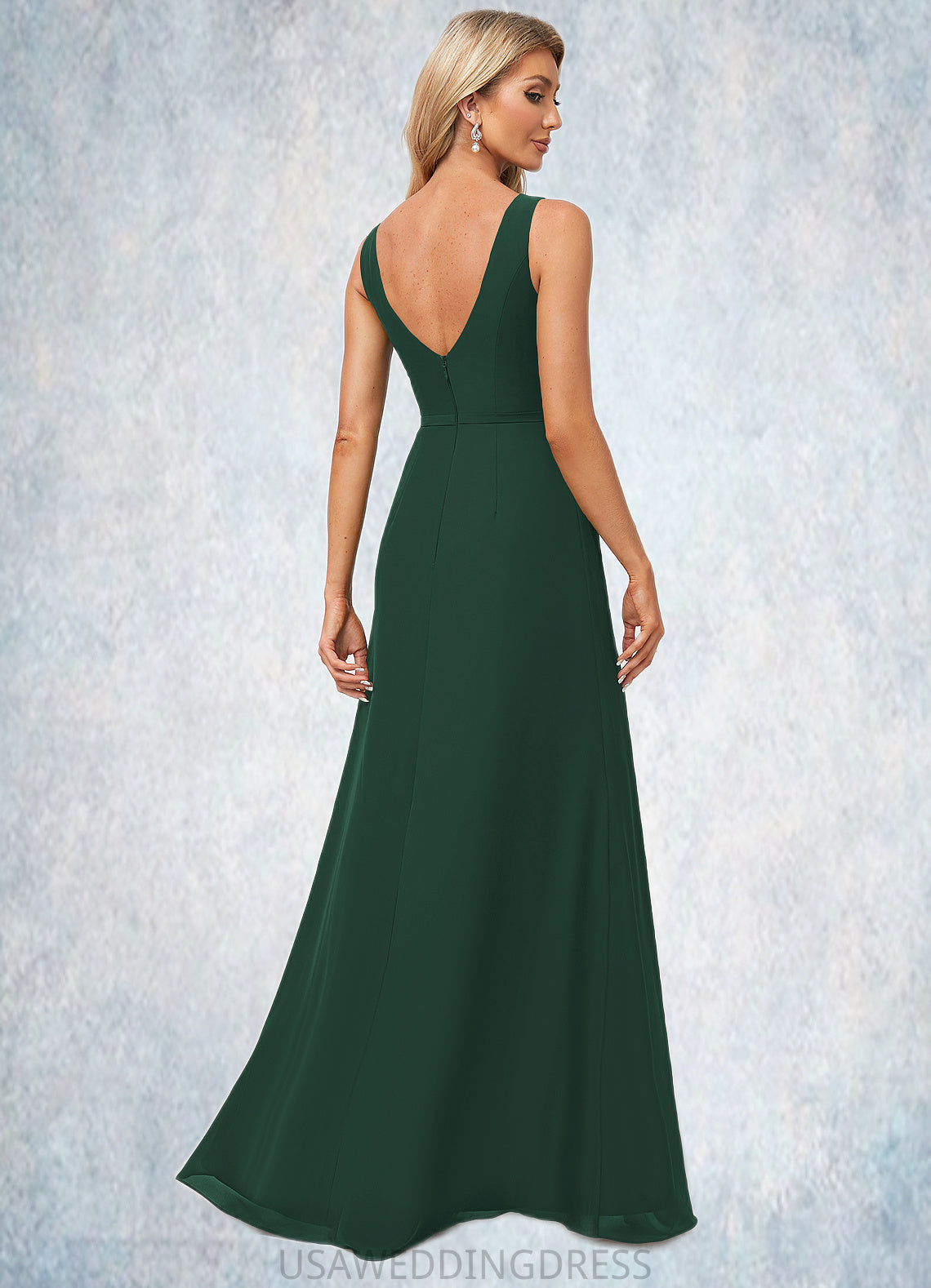 Daniella A-line Boat Neck Floor-Length Chiffon Bridesmaid Dress DSP0022592