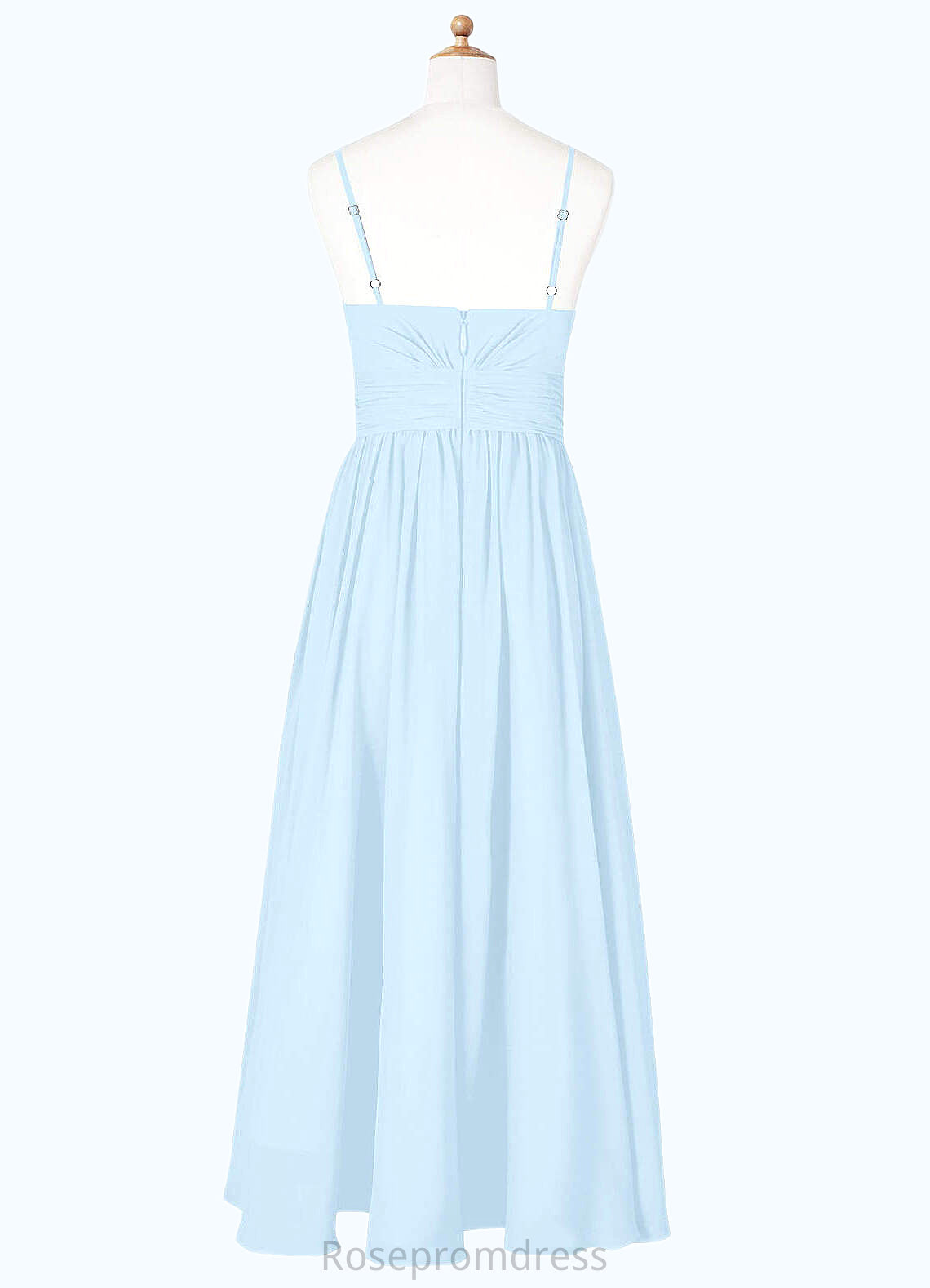 Lara A-Line Ruched Chiffon Asymmetrical Junior Bridesmaid Dress Sky Blue SRSP0022848