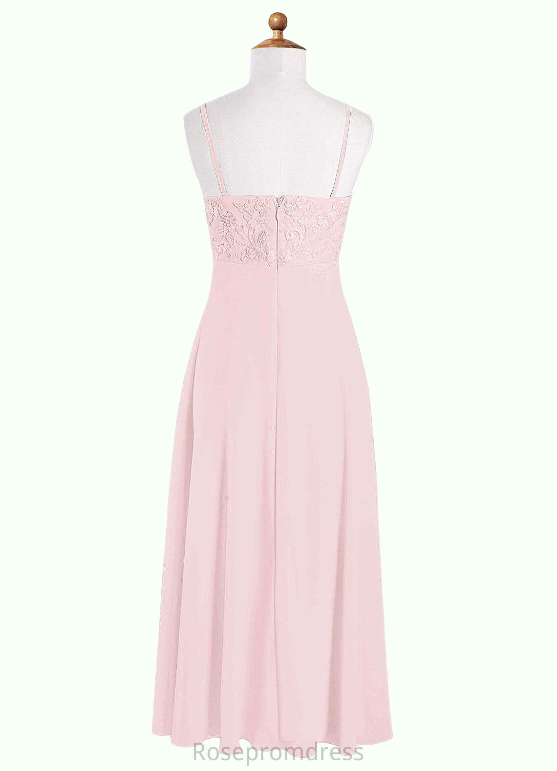 Gill A-Line Lace Chiffon Floor-Length Junior Bridesmaid Dress Blushing Pink SRSP0022853