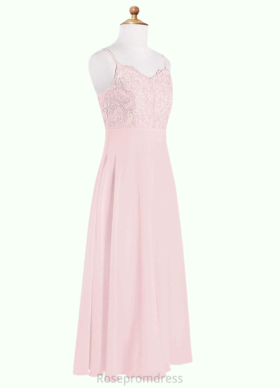 Gill A-Line Lace Chiffon Floor-Length Junior Bridesmaid Dress Blushing Pink SRSP0022853